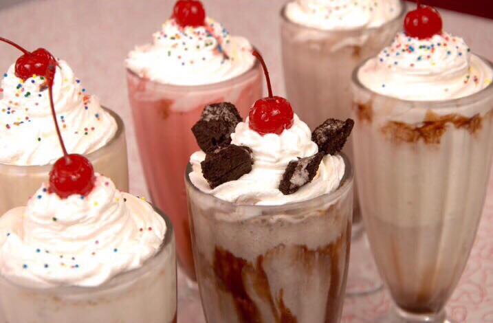 Roadster Diner Milkshakes with cherries on top