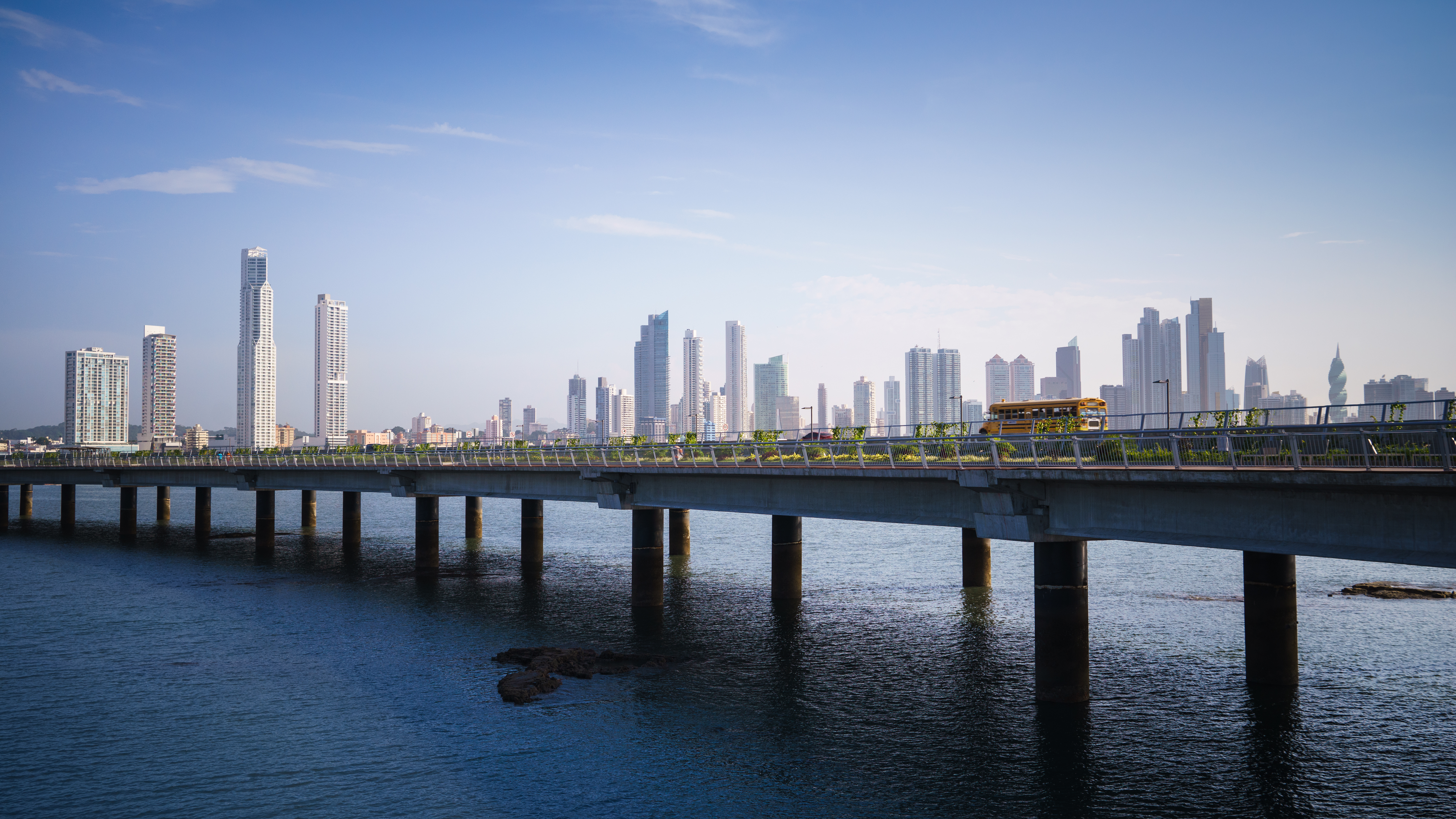 Panoramic view of Panama City skyline and highway - panama vs belize